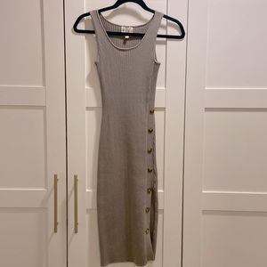 Ribbed knit side slit tank dress